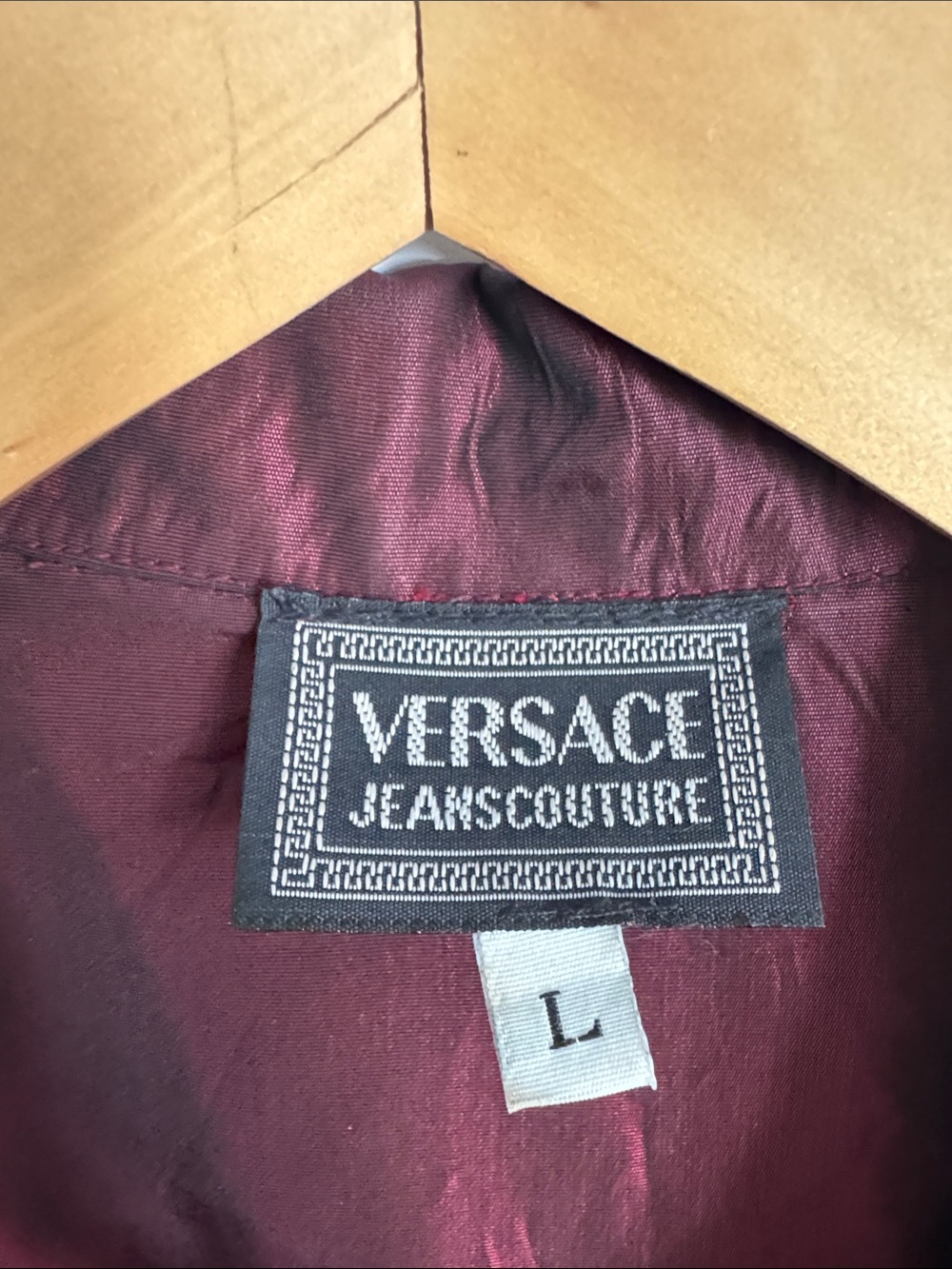 Vintage Versace Shiny Burgundy Lightweight Jacket Size Large - Picture 3 of 5